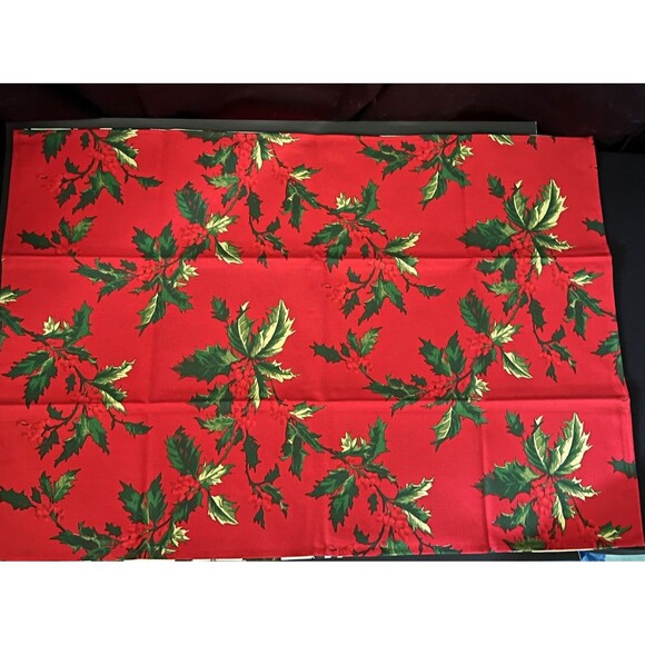 Zina Vasi Christmas Poinsettia Holly Berry Napkins Placemats & Tea Towels Lot - Picture 12 of 15